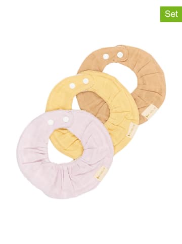 FABELAB 3er-Set: Lätzchen in Rosa/ Gelb/ Hellbraun