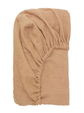 FABELAB Prześcieradło w kolorze jasnobrązowym na gumce - 65 x 50 cm