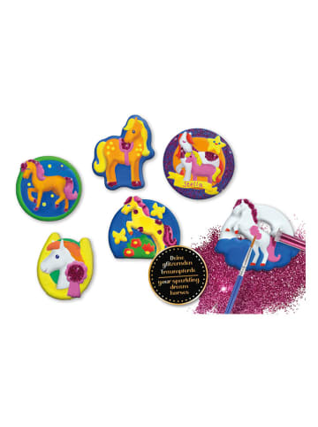 SiMM SPIELWAREN Gipsgießen-Set "Pferde-Glitzer-Magnete"- ab 8 Jahren