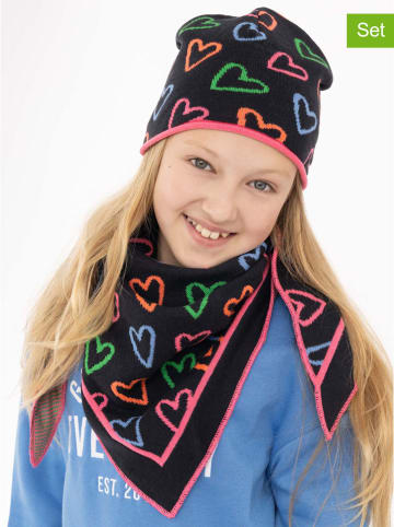 Zwillingsherz 2tlg. Accessoires-Set "Colorful Hearts" in Schwarz/ Bunt