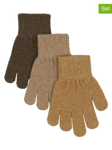 mikk-line 3-delige set: handschoenen bruin/beige
