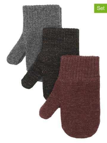 mikk-line 3-delige set: wanten bruin/grijs