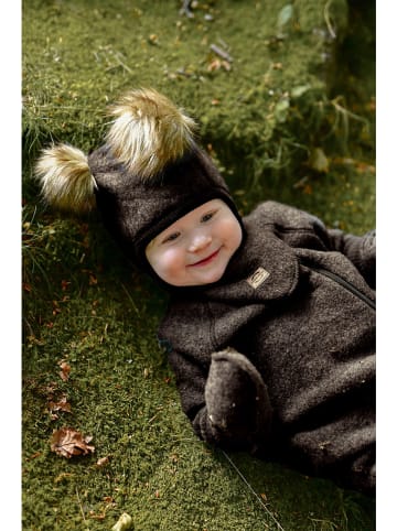 mikk-line Wełniane rękawiczki w kolorze ciemnobrązowym