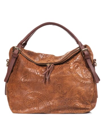 Anna Morellini Skórzany shopper bag "Cortona" w kolorze brązowym - 40 x 36 x 16 cm