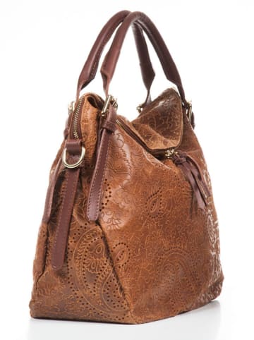 Anna Morellini Leren shopper "Cortona" bruin - (B)40 x (H)36 x (D)16 cm
