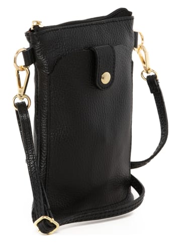 Anna Morellini Leren schoudertas "Erica" zwart - (B)14 x (H)21 x (D)1 cm