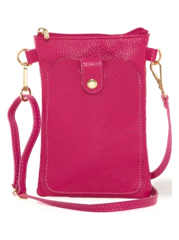 Anna Morellini Leder-Umhängetasche "Erica" in Pink - (B)14 x (H)21 x (T)1 cm