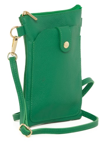Anna Morellini Leder-Umhängetasche "Erica" in Grün - (B)14 x (H)21 x (T)1 cm