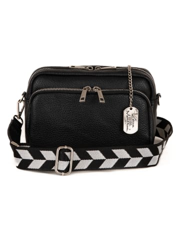 Anna Morellini Leder-Umhängetasche "Erminia" in Schwarz - (B)22 x (H)17 x (T)9 cm