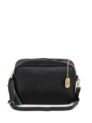 Anna Morellini Leder-Umhängetasche "Berta" in Schwarz - (B)28 x (H)20 x (T)10 cm