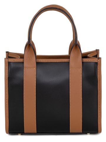 Anna Morellini Leren handtas zwart/cognackleurig - (B)28 x (H)23 x (D)12 cm