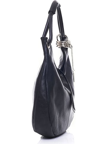 Anna Morellini Leder-Schultertasche "Alba" in Schwarz - (B)38 x (H)34 x (T)10 cm