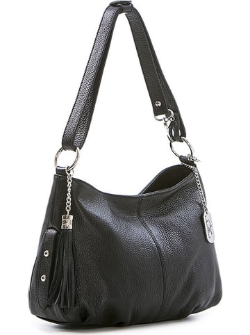 Anna Morellini Leder-Schultertasche "Mia" in Schwarz - (B)30 x (H)20 x (T)8 cm
