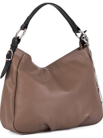 Anna Morellini Leder-Henkeltasche in Taupe - (B)30,5 x (H)26 x (T)9 cm