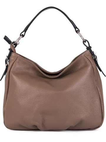 Anna Morellini Leder-Henkeltasche in Taupe - (B)30,5 x (H)26 x (T)9 cm