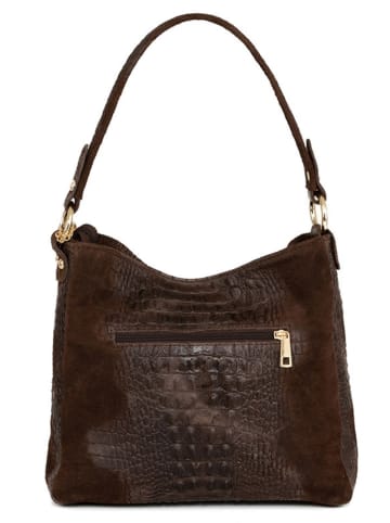 Anna Morellini Leren schoudertas "Linda" donkerbruin - (B)29 x (H)24 x (D)8 cm