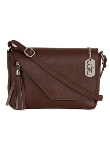 Anna Morellini Leder-Umhängetasche "Lola" in Dunkelbraun - (B)24 x (H)18 x (T)6 cm