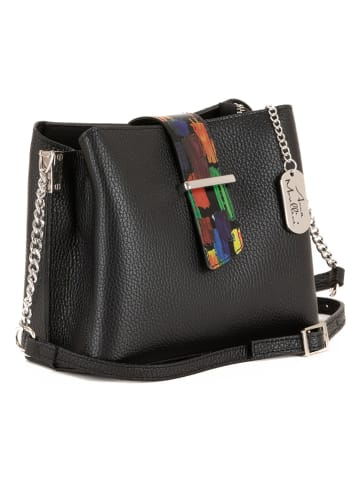 Anna Morellini Leder-Umhängetasche "Vida" in Schwarz - (B)22 x (H)17 x (T)10 cm