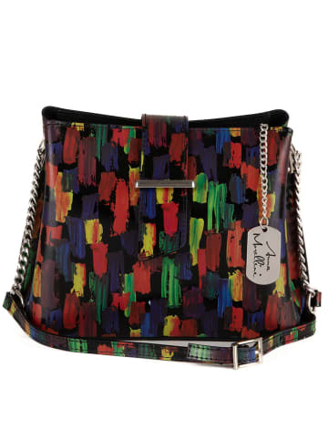 Anna Morellini Leder-Umhängetasche "Olivia" in Schwarz/ Bunt - (L)23 x (B)9 x (H)18 cm