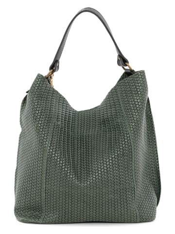 Anna Morellini Skórzana torebka "Sebastiana" w kolorze ciemnozielonym - 38 x 36 x 14 cm