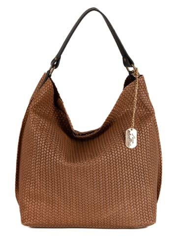 Anna Morellini Leren schoudertas "Sebastiana" bruin - (B)38 x (H)36 x (D)14 cm