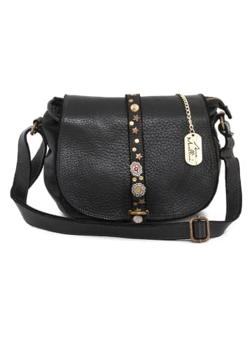 Anna Morellini Skórzana torebka "Luigia" w kolorze czarnym - 23 x 19 x 9 cm