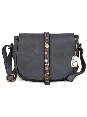 Anna Morellini Leder-Umhängetasche "Luigia" in Anthrazit - (B)23 x (H)19 x (T)9 cm