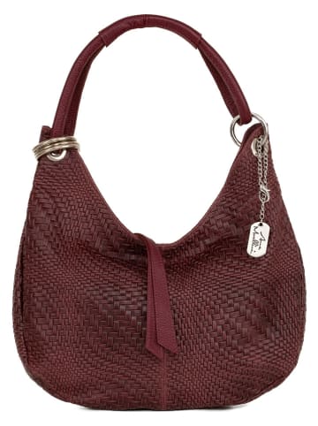 Anna Morellini Leder-Schultertasche "Concetta" in Bordeaux - (B)38 x (H)34 x (T)10 cm