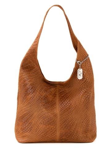 Anna Morellini Leren schoudertas "Palladia" lichtbruin - (B)38 x (H)30 x (D)2 cm