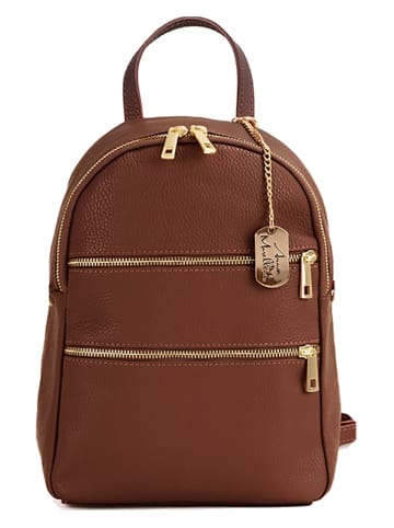 Anna Morellini Leder-Rucksack "Zeolla" in Hellbraun - (B)22 x (H)29 x (T)11 cm