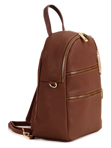 Anna Morellini Leren rugzak "Zeolla" lichtbruin - (B)22 x (H)29 x (D)11 cm