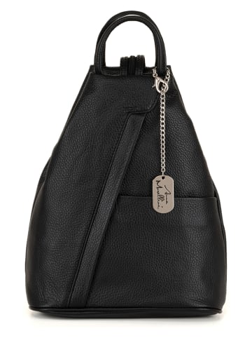 Anna Morellini Leder-Rucksack "Renata" in Schwarz - (B)24,5 x (H)30 x (T)7 cm
