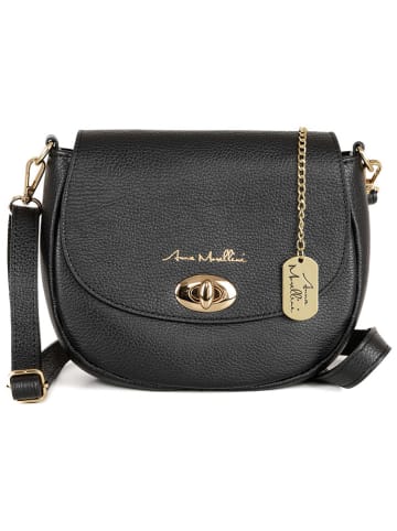 Anna Morellini Leder-Umhängetasche "Iseppa" in Schwarz - (B)24 x (H)21 x (T)9 cm