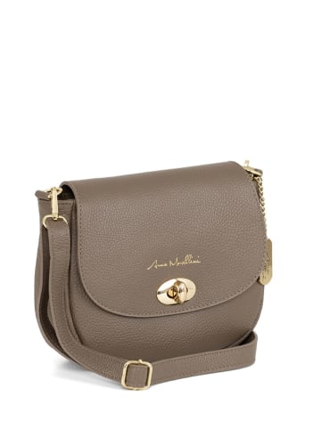 Anna Morellini Leder-Umhängetasche "Iseppa" in Taupe - (B)24 x (H)21 x (T)9 cm