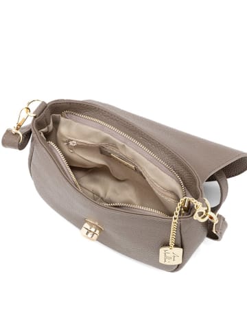 Anna Morellini Leder-Umhängetasche "Iseppa" in Taupe - (B)24 x (H)21 x (T)9 cm