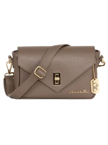 Anna Morellini Leder-Umhängetasche "Terina" in Taupe - (B)24 x (H)16 x (T)6,5 cm