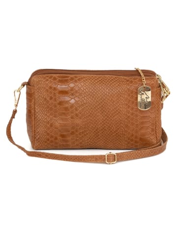 Anna Morellini Leder-Umhängetasche "Luigina" in Hellbraun - (B)25 x (H)16 x (T)7 cm