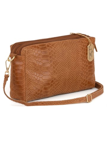 Anna Morellini Leren schoudertas "Luigina" lichtbruin - (B)25 x (H)16 x (D)7 cm