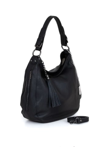 Anna Morellini Leder-Schultertasche "Paolanna" in Schwarz - (B)34 x (H)32 x (T)14 cm