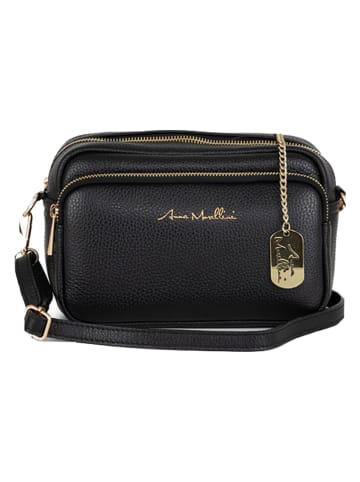 Anna Morellini Leren schoudertas "Tabita" zwart - (B)22 x (H)15 x (D)10 cm