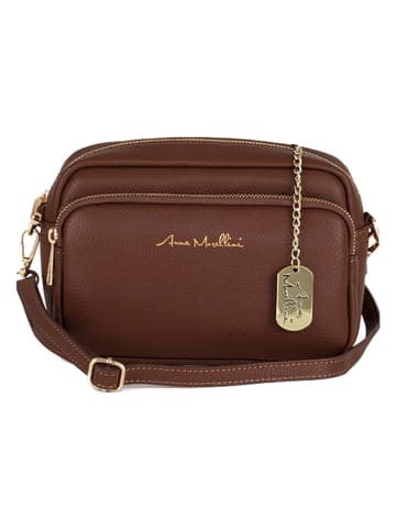 Anna Morellini Leder-Umhängetasche "Tabita" in Braun - (B)22 x (H)15 x (T)10 cm