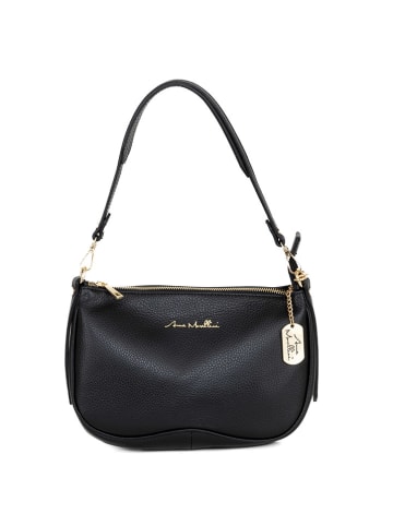 Anna Morellini Leder-Schultertasche "Pupetta" in Schwarz - (B)30 x (H)20 x (T)12 cm