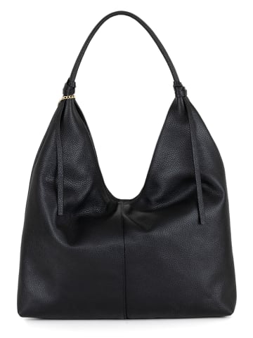 Anna Morellini Leder-Schultertasche "Samuela" in Schwarz - (B)38 x (H)30 x (T)10 cm