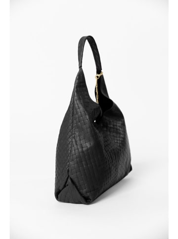 Anna Morellini Leder-Schultertasche "Nicolina" in Schwarz - (B)41 x (H)42 x (T)11 cm
