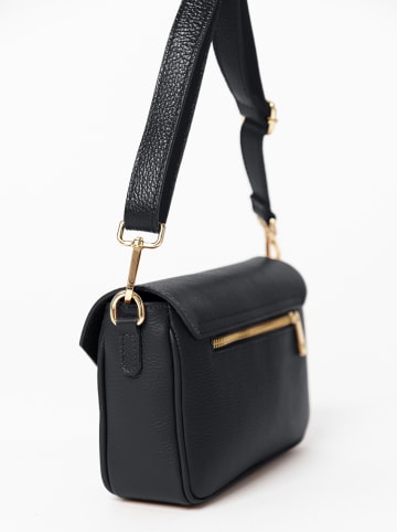 Anna Morellini Leder-Schultertasche "Stefanetta" in Schwarz - (B)24 x (H)16 x (T)6,5 cm
