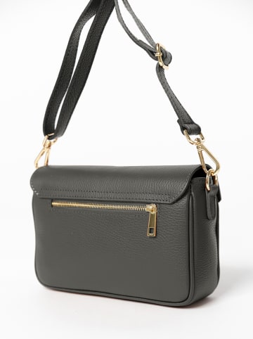 Anna Morellini Leder-Schultertasche "Stefanetta" in Grau - (B)24 x (H)16 x (T)6,5 cm