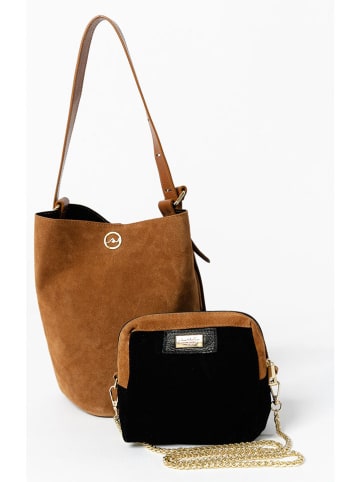 Anna Morellini Leren schoudertas "Pierina" lichtbruin - (B)18 x (H)28 x (D)21 cm