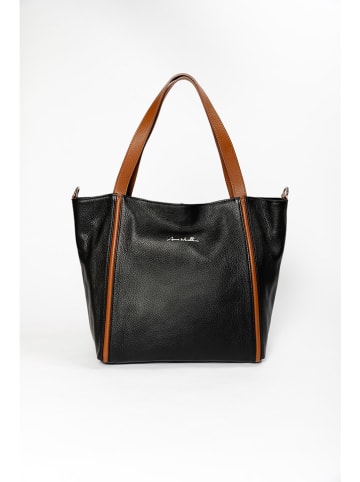 Anna Morellini Skórzany shopper bag w kolorze czarno-jasnobrązowym - 44 x 30 x 18 cm