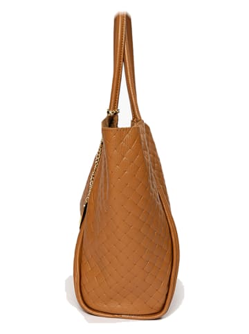 Anna Morellini Leder-Schultertasche "Magliana" in Camel - (B)38 x (H)30 x (T)2 cm