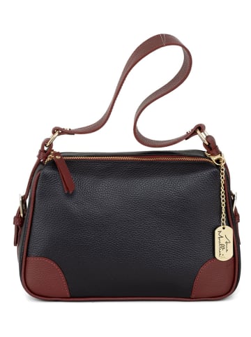 Anna Morellini Leren schoudertas "Andreina" zwart/roodbruin - (B)30 x (H)20 x (D)12 cm